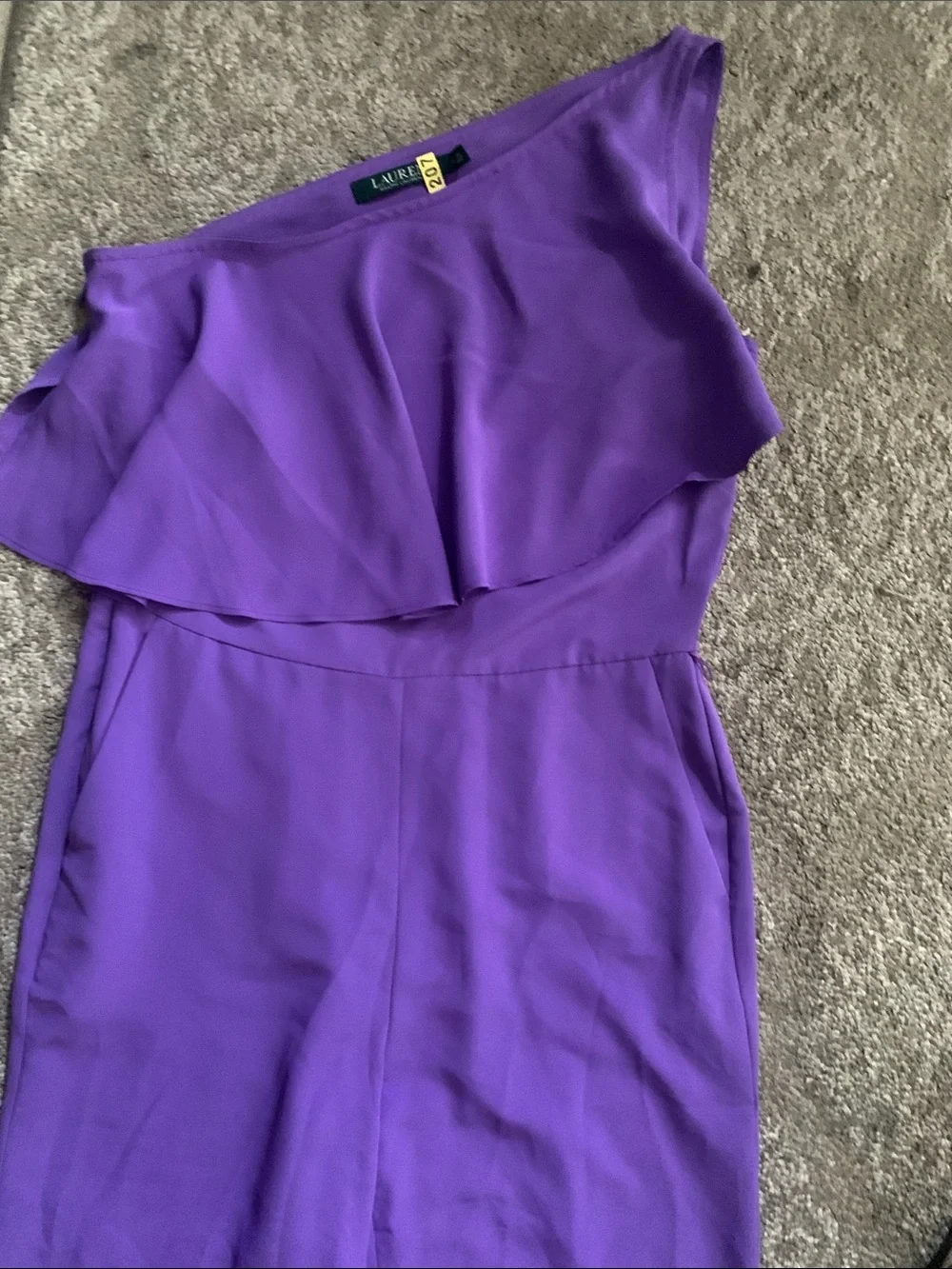 Lauren Ralph Lauren Purple One-Shoulder Wide-Leg Jumpsuit